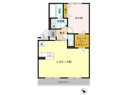 ハピネスヒルズ(1LDK/3階)の間取り写真