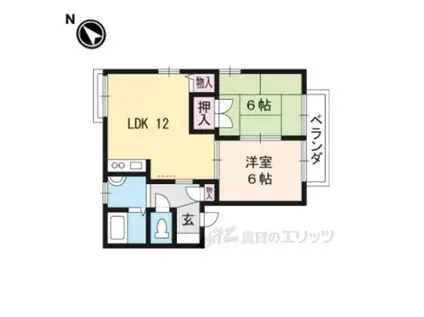 スリーパブリック B棟(2LDK/1階)の間取り写真