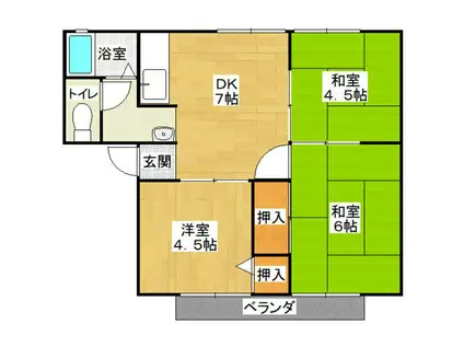 サンシティ栗ノ木A(3DK/2階)の間取り写真