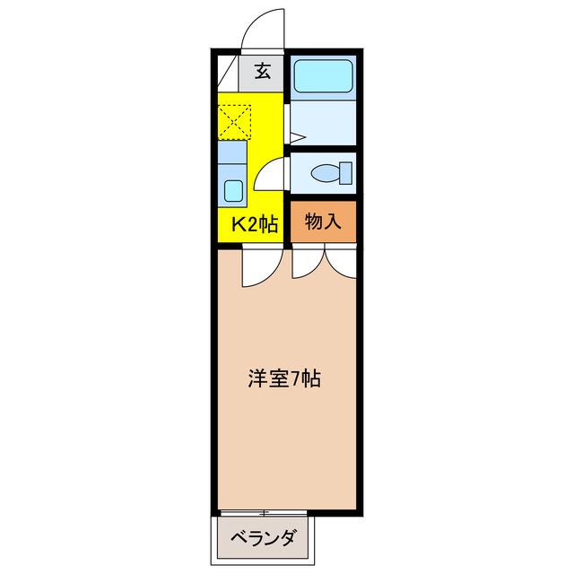LIBERTY KUNIE II(1K/2階)の間取り写真