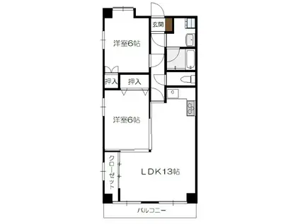 エルサンク浜岡(2LDK/3階)の間取り写真