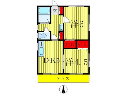 林崎ハイツ(2DK/1階)の間取り写真
