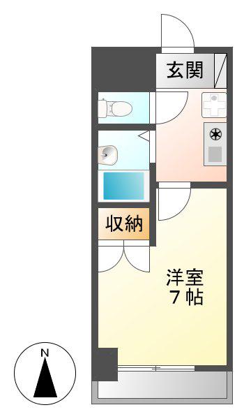 レジデンス中島(1K/3階)の間取り写真