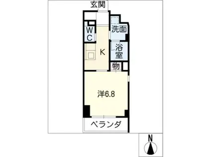 星ヶ丘リビング(1K/5階)の間取り写真