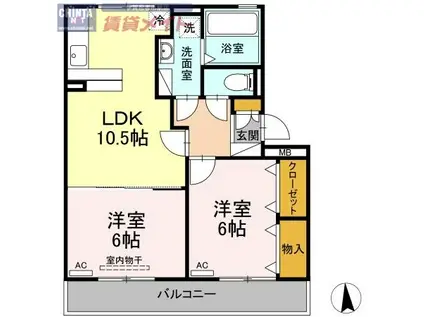 シルキー(2LDK/3階)の間取り写真