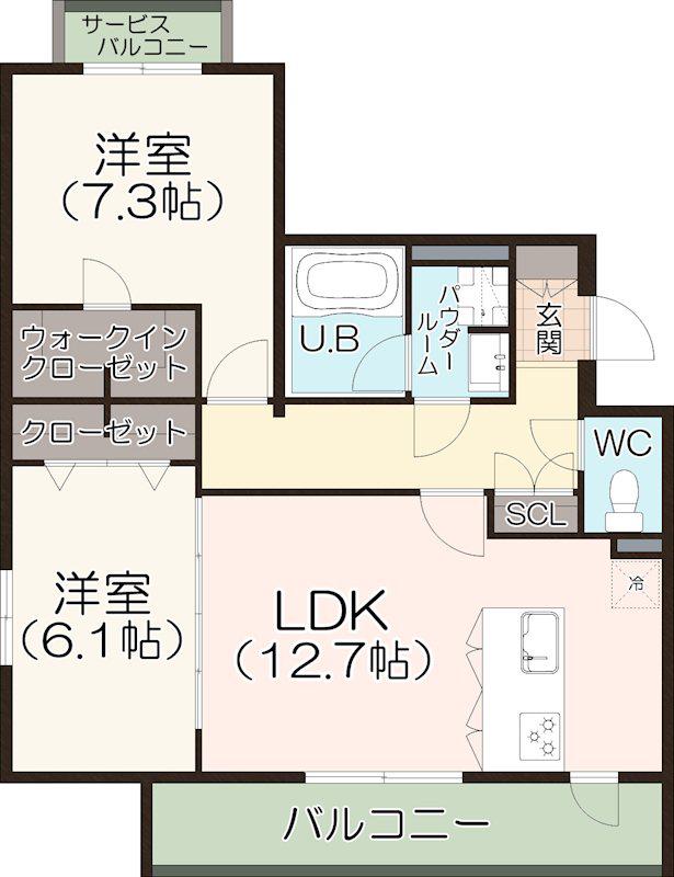 名古屋市西区平中町共同(2LDK/2階)の間取り写真