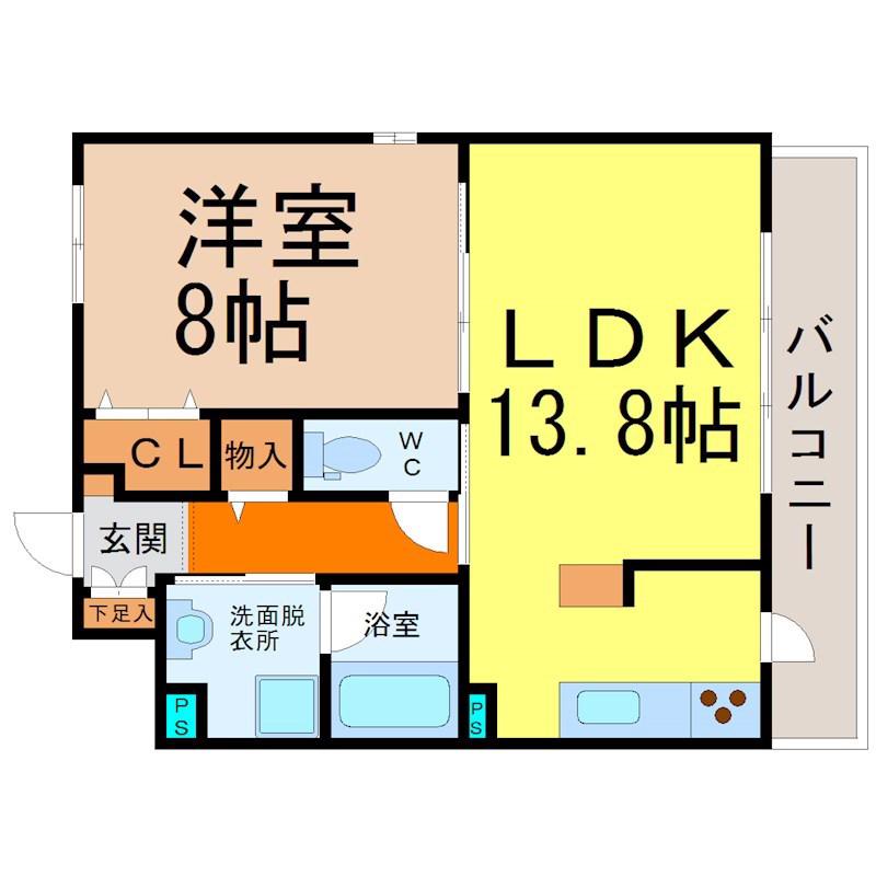 STAGE本山(1LDK/5階)の間取り写真