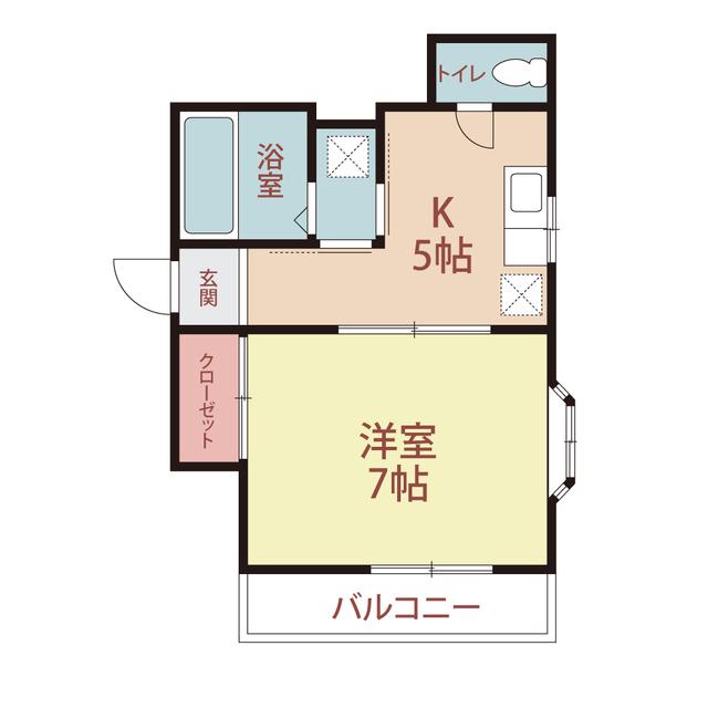 第二塚越フラット(1K/1階)の間取り写真