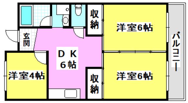 グリーンハイツ正雀(3DK/3階)の間取り写真