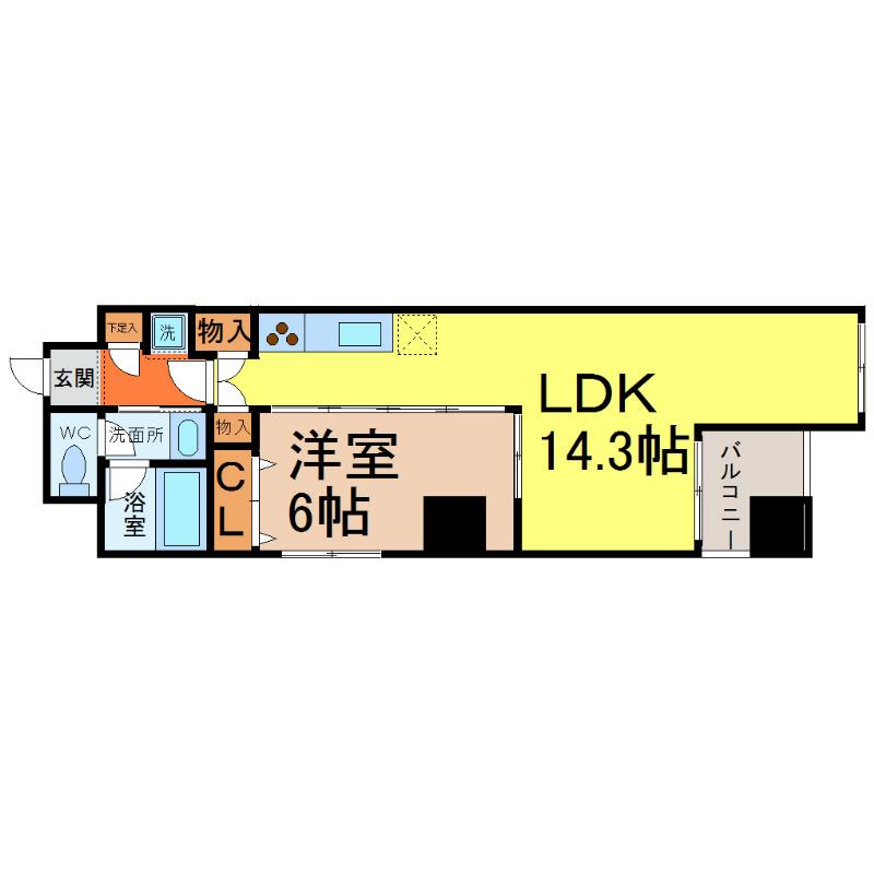 アモン フォンテーヌ(1LDK/3階)の間取り写真