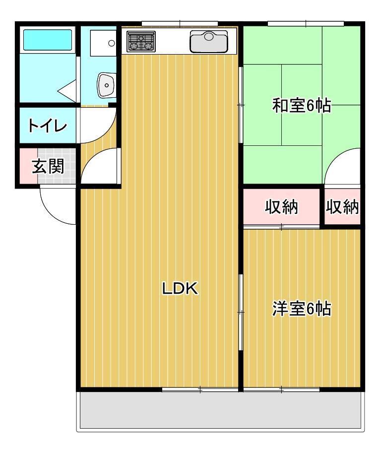 メゾンミウラ(2LDK/2階)の間取り写真