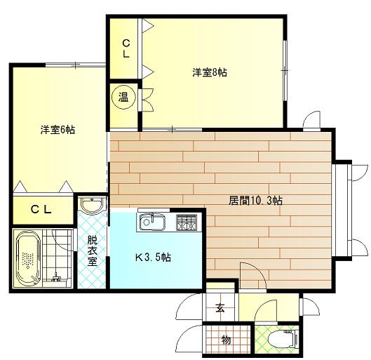 ポイント(2LDK/2階)の間取り写真