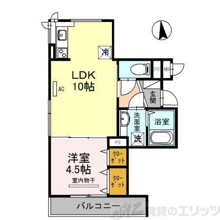 ルリエ江坂(1LDK/2階)の間取り写真