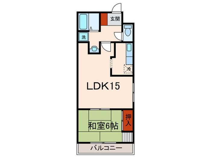 ハーモニーA(1LDK/4階)の間取り写真