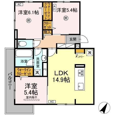 TORISIA相生町(3LDK/2階)の間取り写真