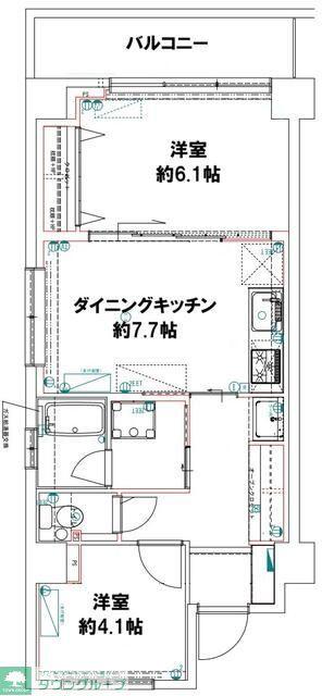 セントラルハイツ(2DK/7階)の間取り写真