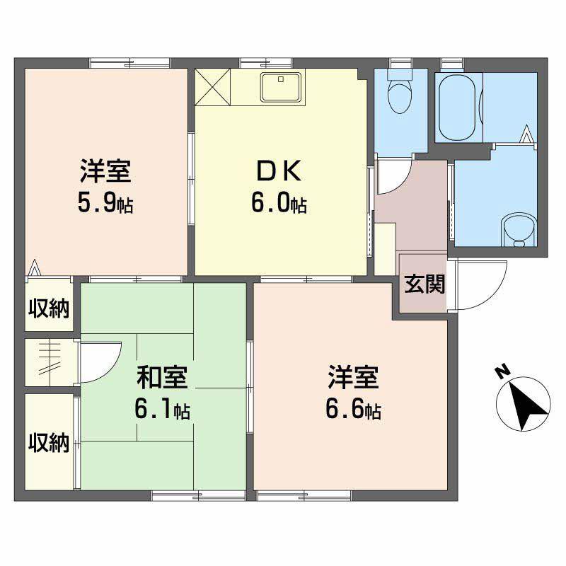 フォーレス中野壱番館(3DK/1階)の間取り写真