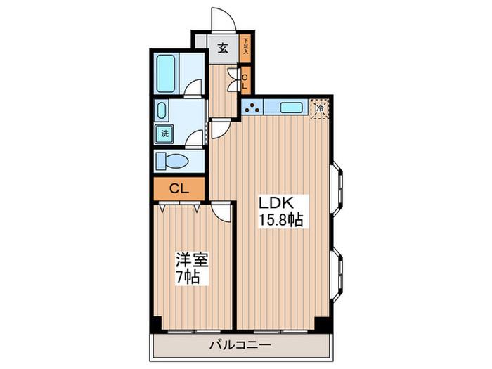 グリーンヒルズ芦花(1LDK/4階)の間取り写真