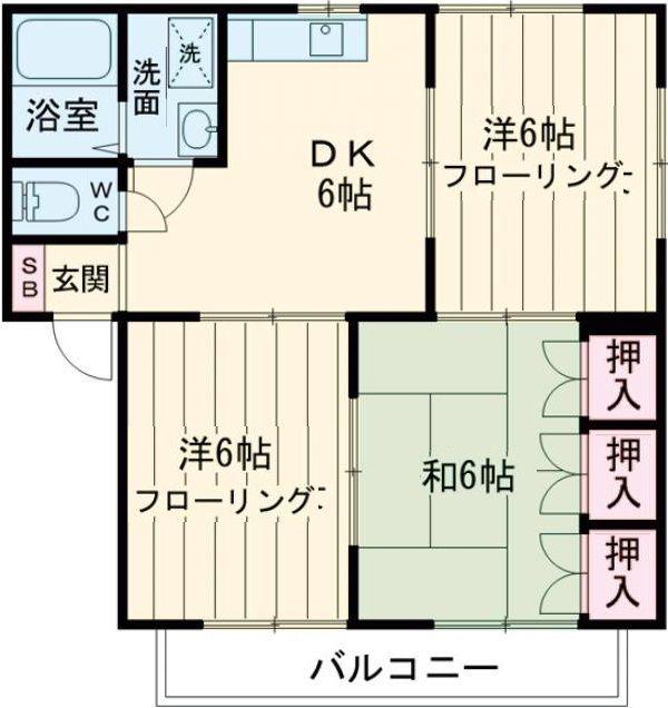 コーポ松本E(3DK/2階)の間取り写真