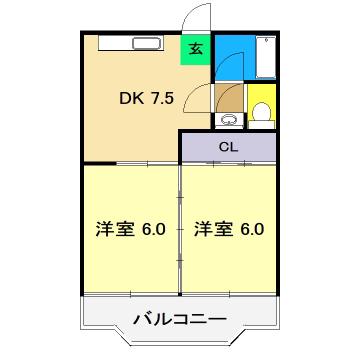 ハイツプリシア(2DK/3階)の間取り写真