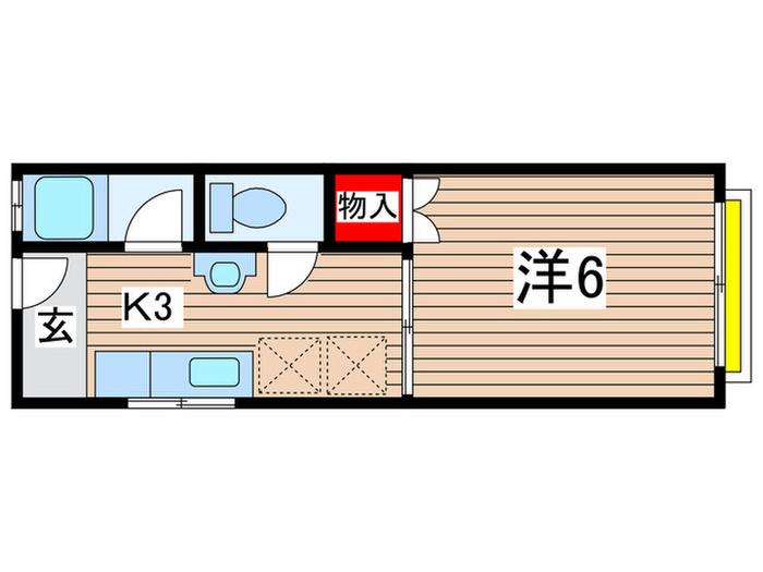 ハイツ花畑(1K/2階)の間取り写真