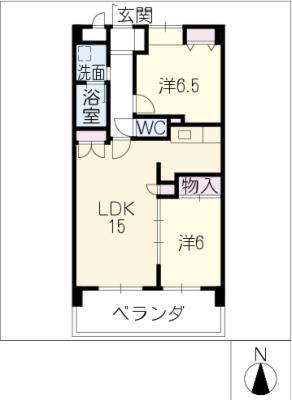 クレアーレ浅井(2LDK/8階)の間取り写真