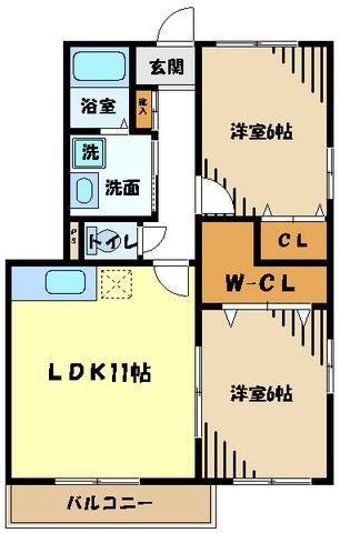パルメゾンピエル(2LDK/2階)の間取り写真