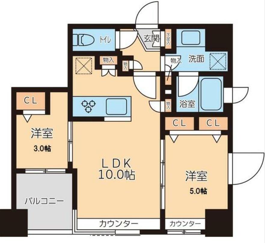 グランカーサ文京千石(2LDK/5階)の間取り写真