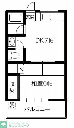 岡部コーポ(1DK/2階)の間取り写真