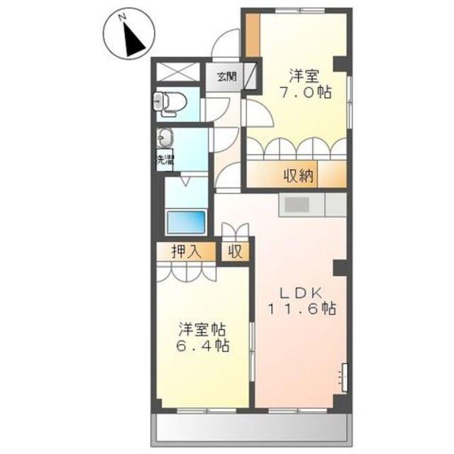 プランドール雅(2LDK/3階)の間取り写真