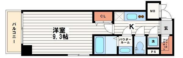 アーバンフラッツ心斎橋 (1K/5階)の間取り写真