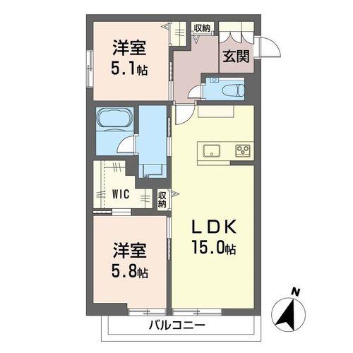 カインリッシュ(2LDK/1階)の間取り写真
