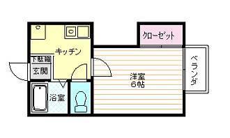 ウッディヒルズ(1K/2階)の間取り写真