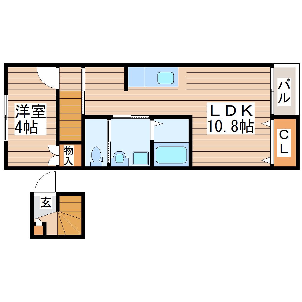 TOPRANGEARAI III(1LDK/2階)の間取り写真