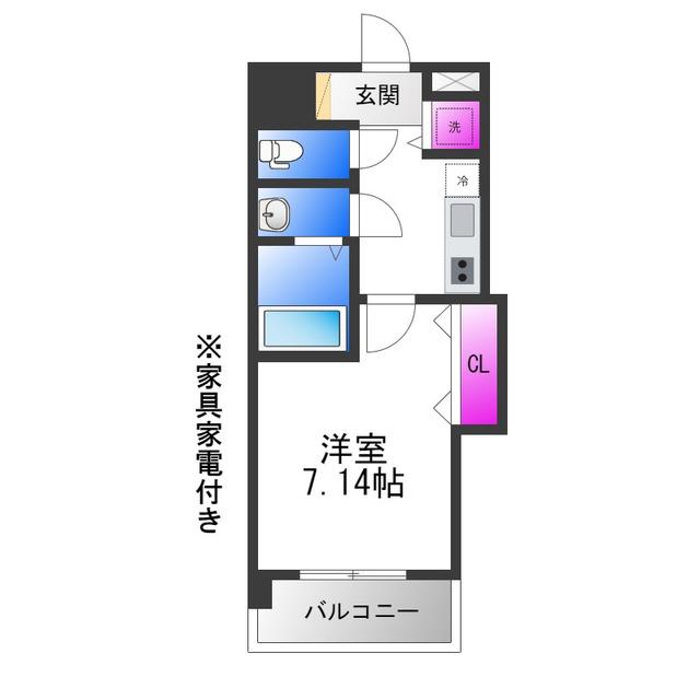 LUXE布施駅前(1K/8階)の間取り写真