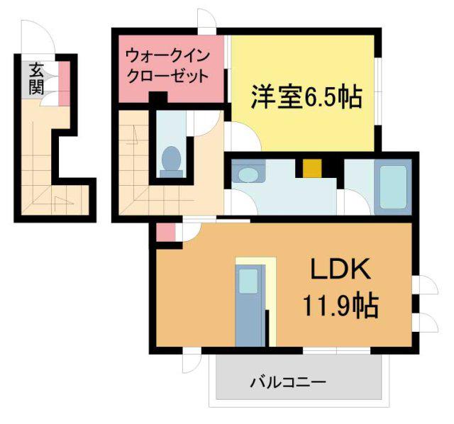 SHAMAISONブルーメ(1LDK/2階)の間取り写真