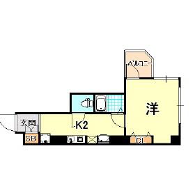 CITYSPIRE神戸元町II(1K/6階)の間取り写真