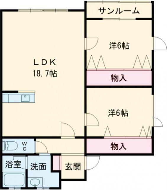 ヴィラージュ東浜(2LDK/1階)の間取り写真