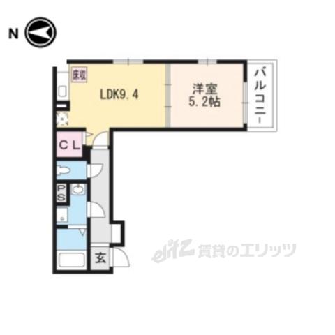 シャルマン東寺南Ⅰ(1DK/1階)の間取り写真