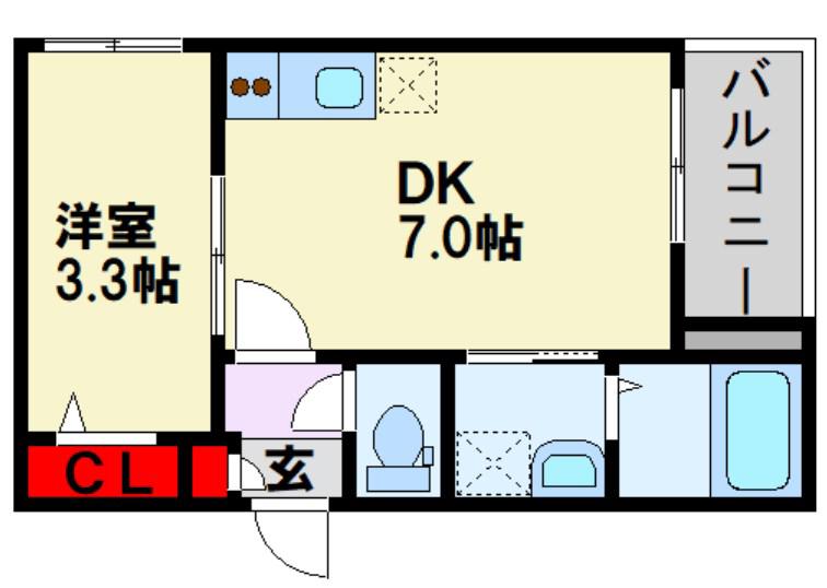REVIVE南福岡(1DK/1階)の間取り写真