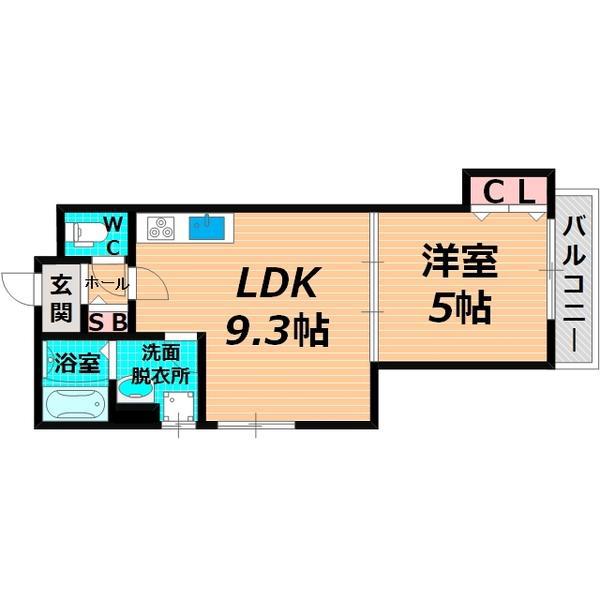 クリエオーレ横堤(1LDK/2階)の間取り写真
