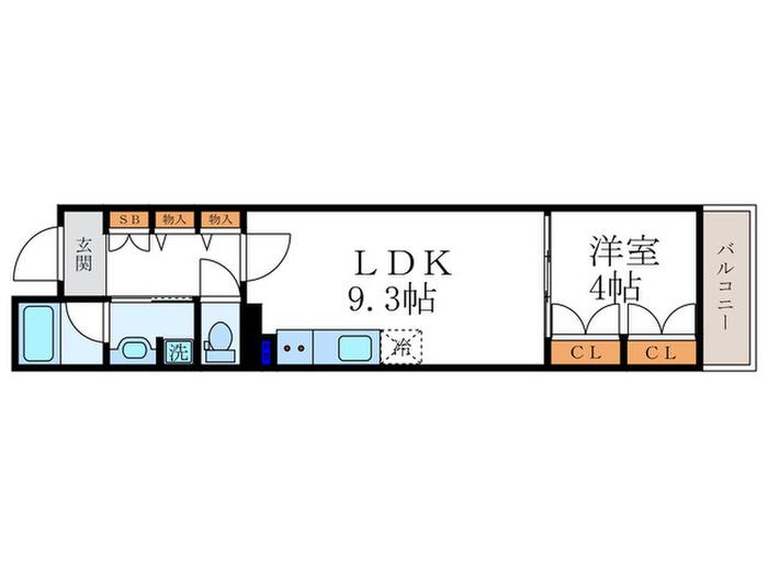 べラジオ雅び北野白梅町(1LDK/3階)の間取り写真
