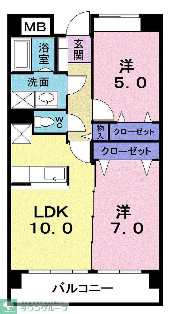 エレガントコンドミニアム(2LDK/4階)の間取り写真