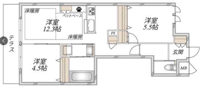 ラ セーヌ(2LDK/1階)の間取り写真