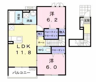 メゾン ヴィオラ(2LDK/2階)の間取り写真