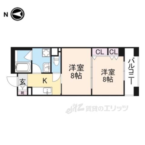 パインフィールド洛東(2K/2階)の間取り写真