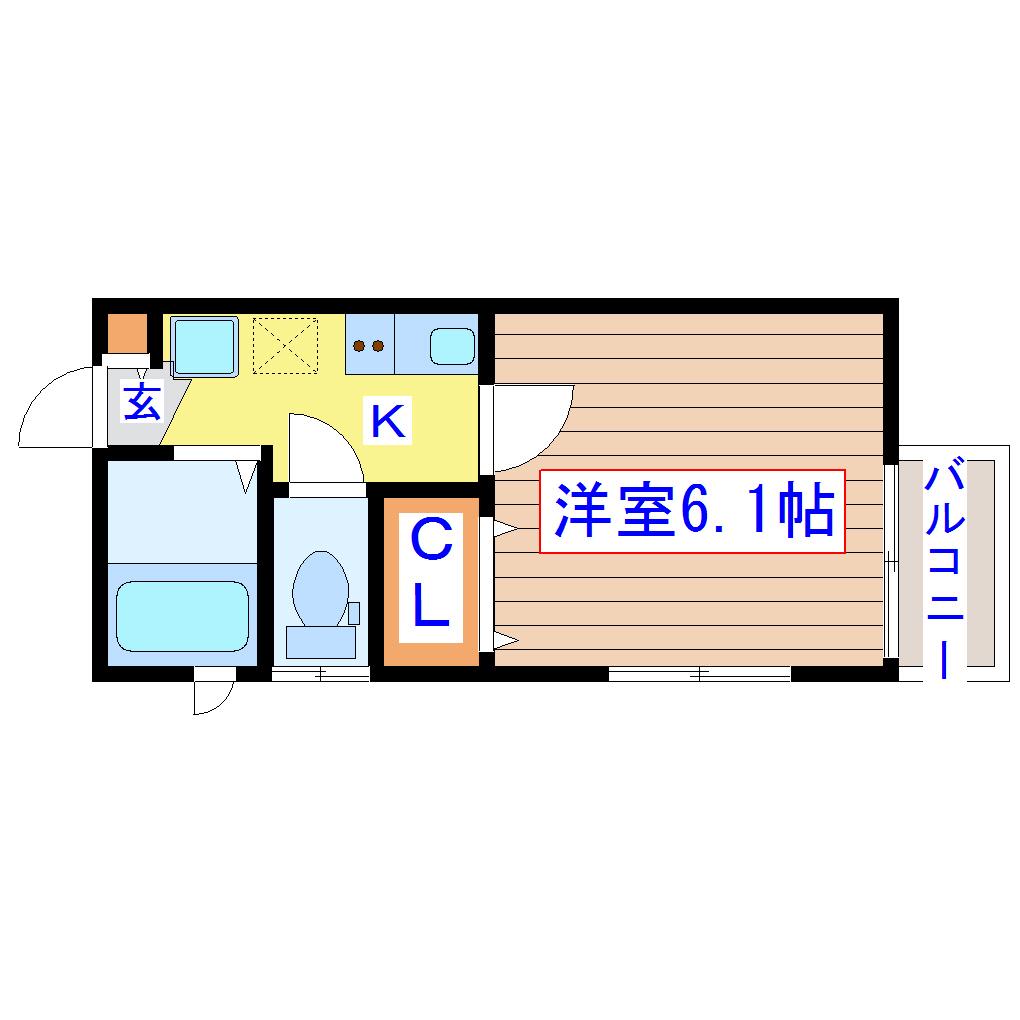 クオーレ米ヶ袋I(1K/1階)の間取り写真