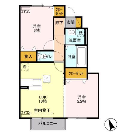 コンフォートA(2LDK/1階)の間取り写真