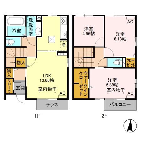 湘南新宿ライン高海 高崎問屋町駅 徒歩12分 2階建 築7年(3LDK/1階)の間取り写真