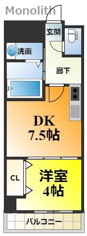 K´Sスクエア岸和田北町(1DK/3階)の間取り写真